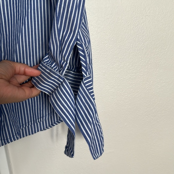 J. CREW White Blue Striped Button Down Shirt - Picture 4 of 6